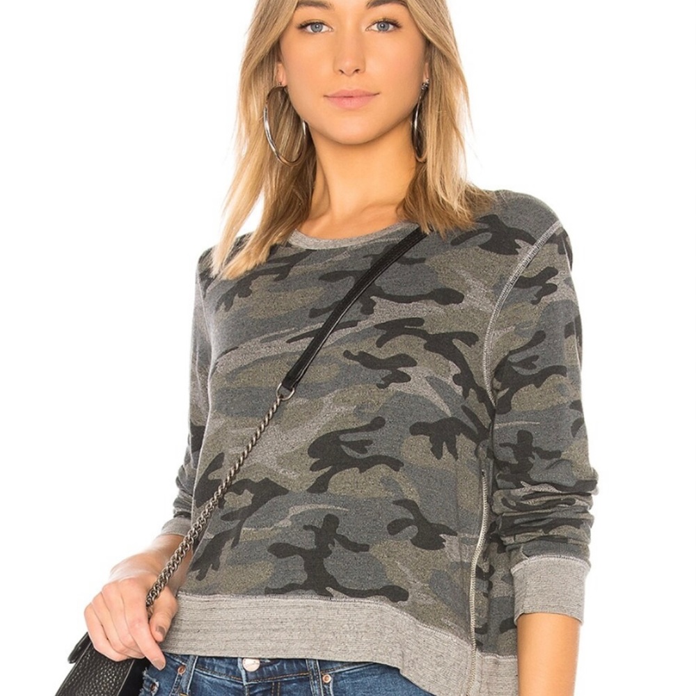 Sundry Camo Double Zip Sweatshirt